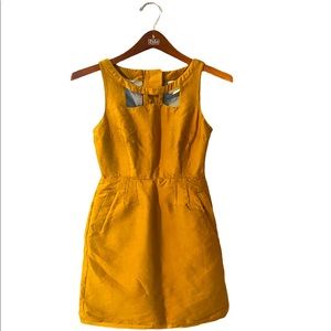 Maeve Anthropologie Gold Chardonnay Sheen Cut Out Sleeveless Mini Dress